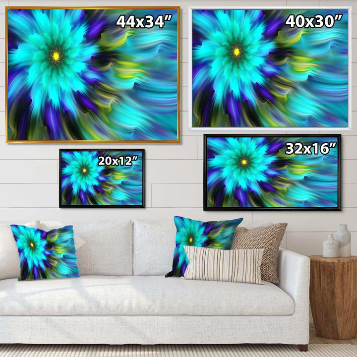 Massive Blue Green Fractal Flower - Modern Bedroom Wall Art