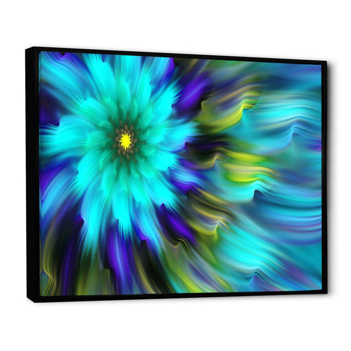 Massive Blue Green Fractal Flower - Modern Bedroom Wall Art