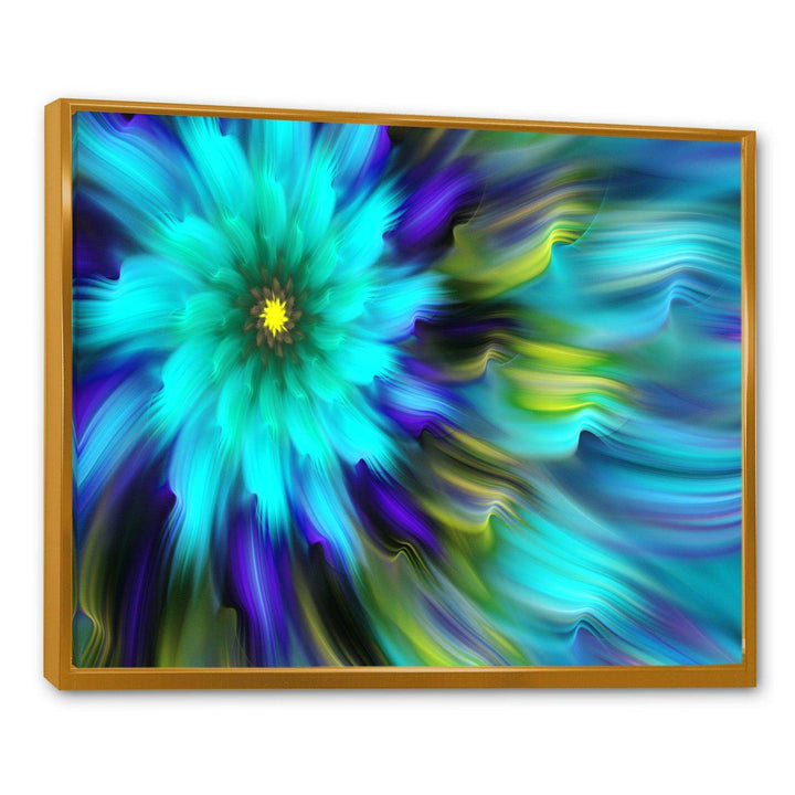 Massive Blue Green Fractal Flower - Modern Bedroom Wall Art