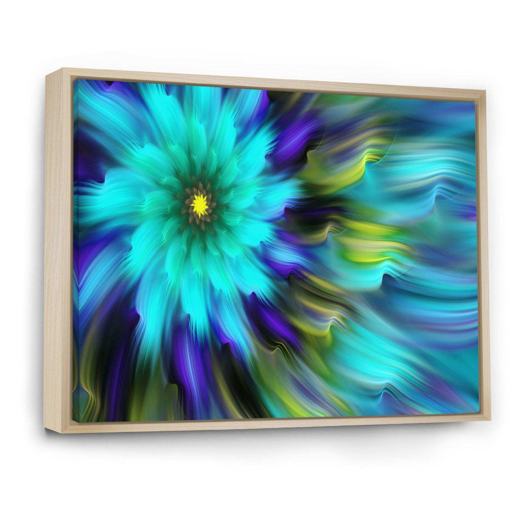 Massive Blue Green Fractal Flower - Modern Bedroom Wall Art