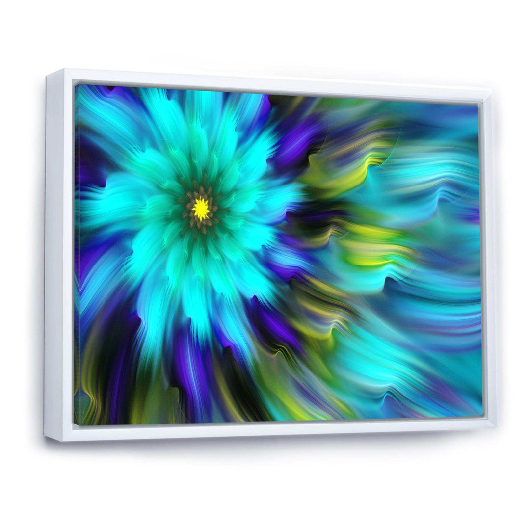 Massive Blue Green Fractal Flower - Modern Bedroom Wall Art
