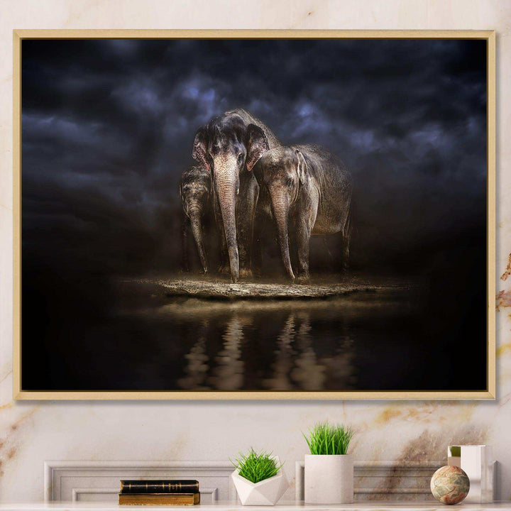 Elephants Watering in the River