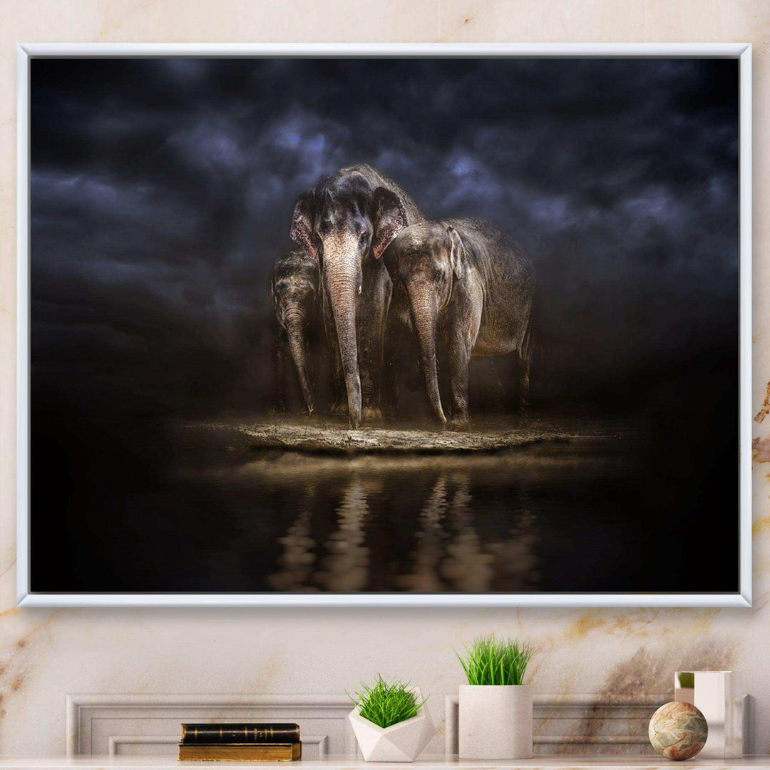 Elephants Watering in the River