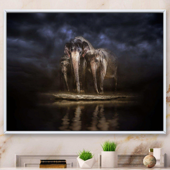 Elephants Watering in the River
