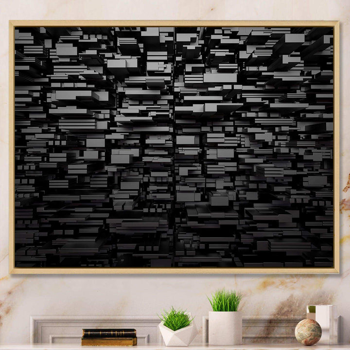 Black Geometric Background - Modern Living Room Wall Decor