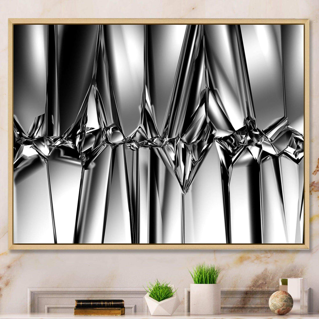 Black White Crystal Background - Modern Canvas Wall Art