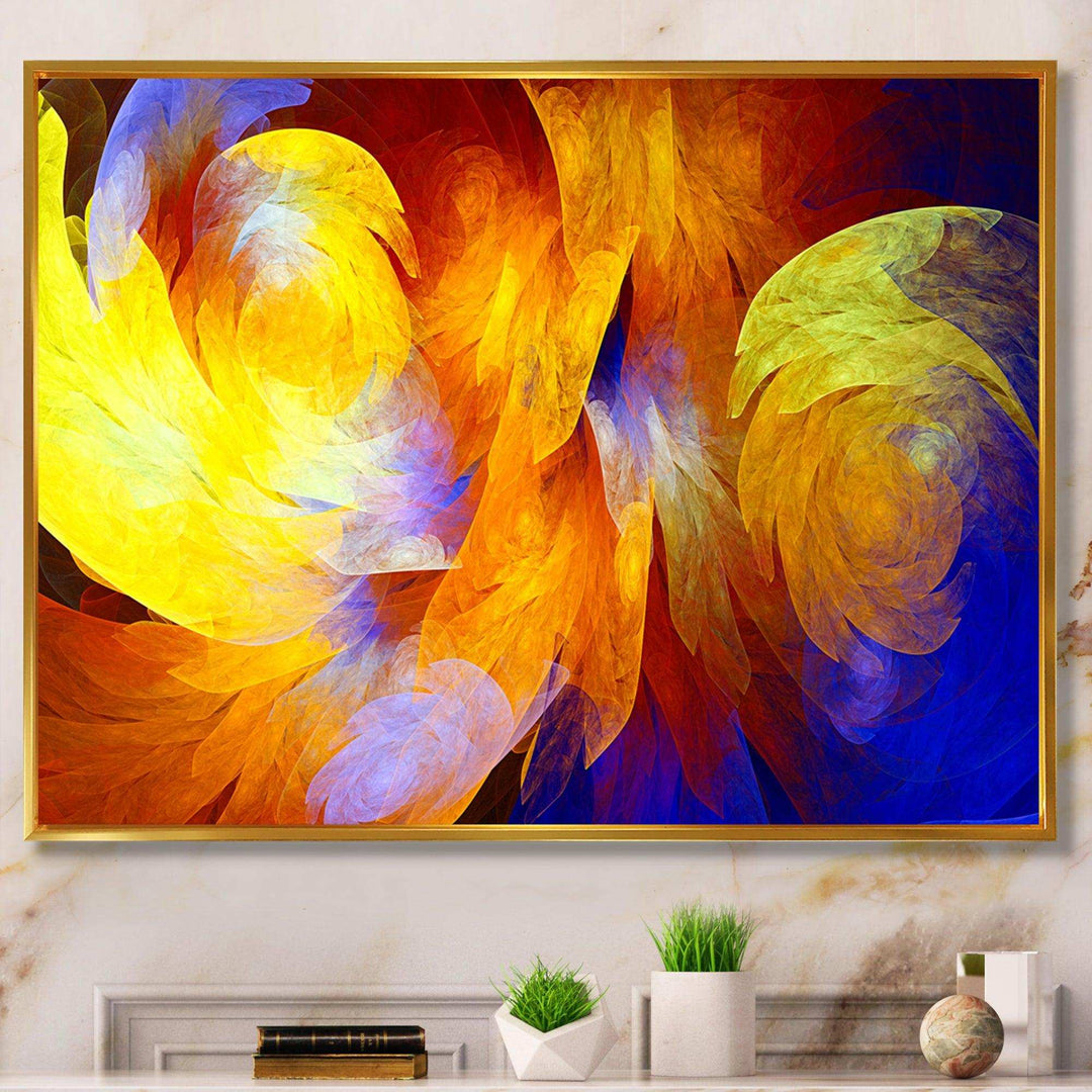 Yellow Fractal Abstract Pattern - Modern Living Room Wall Decor