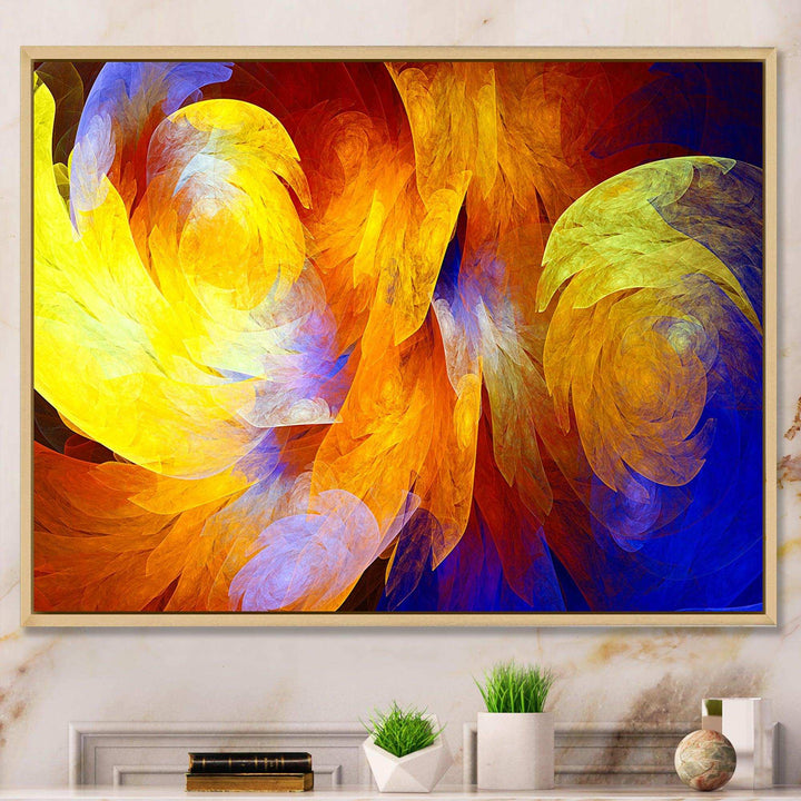 Yellow Fractal Abstract Pattern - Modern Living Room Wall Decor