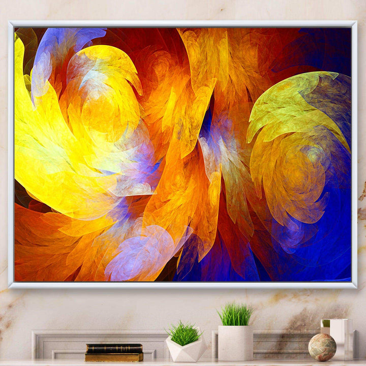Yellow Fractal Abstract Pattern - Modern Living Room Wall Decor