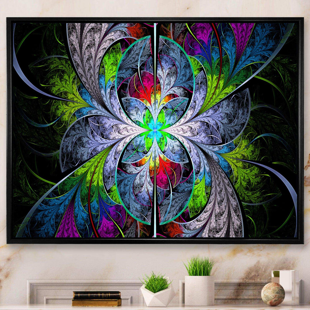 Multi Color Fractal Stained Glass - Modern Living Room Wall Decor