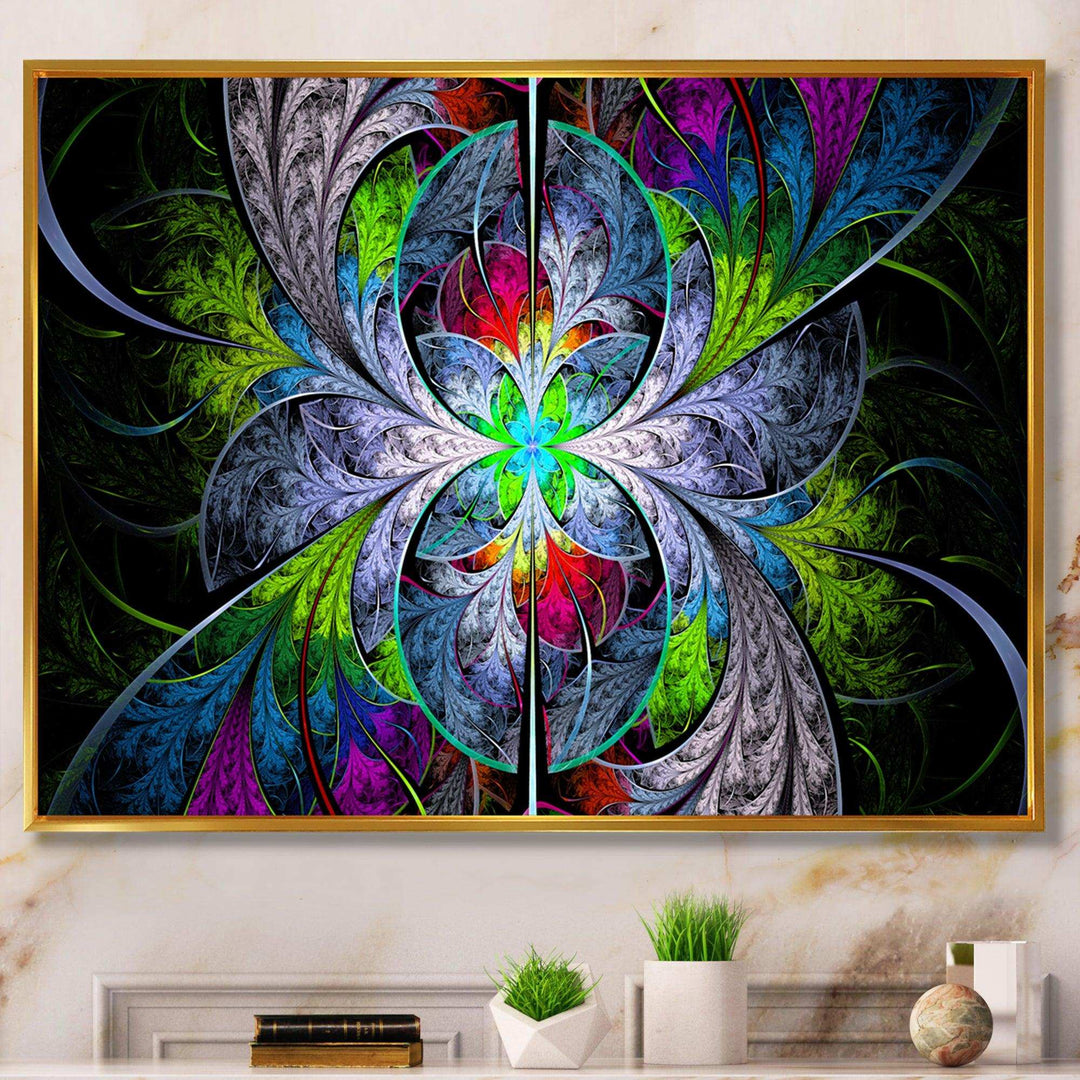 Multi Color Fractal Stained Glass - Modern Living Room Wall Decor