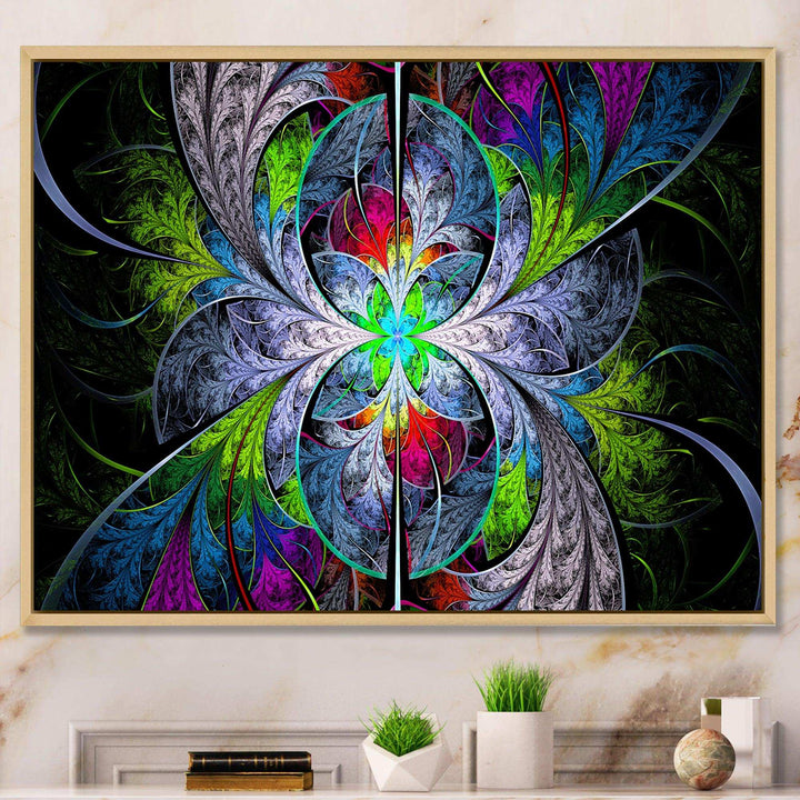 Multi Color Fractal Stained Glass - Modern Living Room Wall Decor