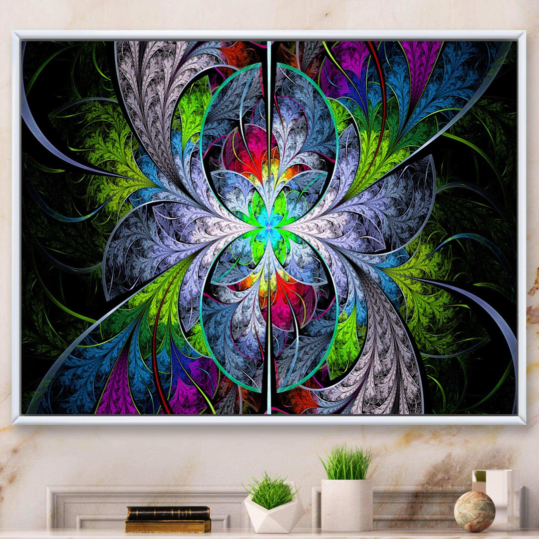 Multi Color Fractal Stained Glass - Modern Living Room Wall Decor