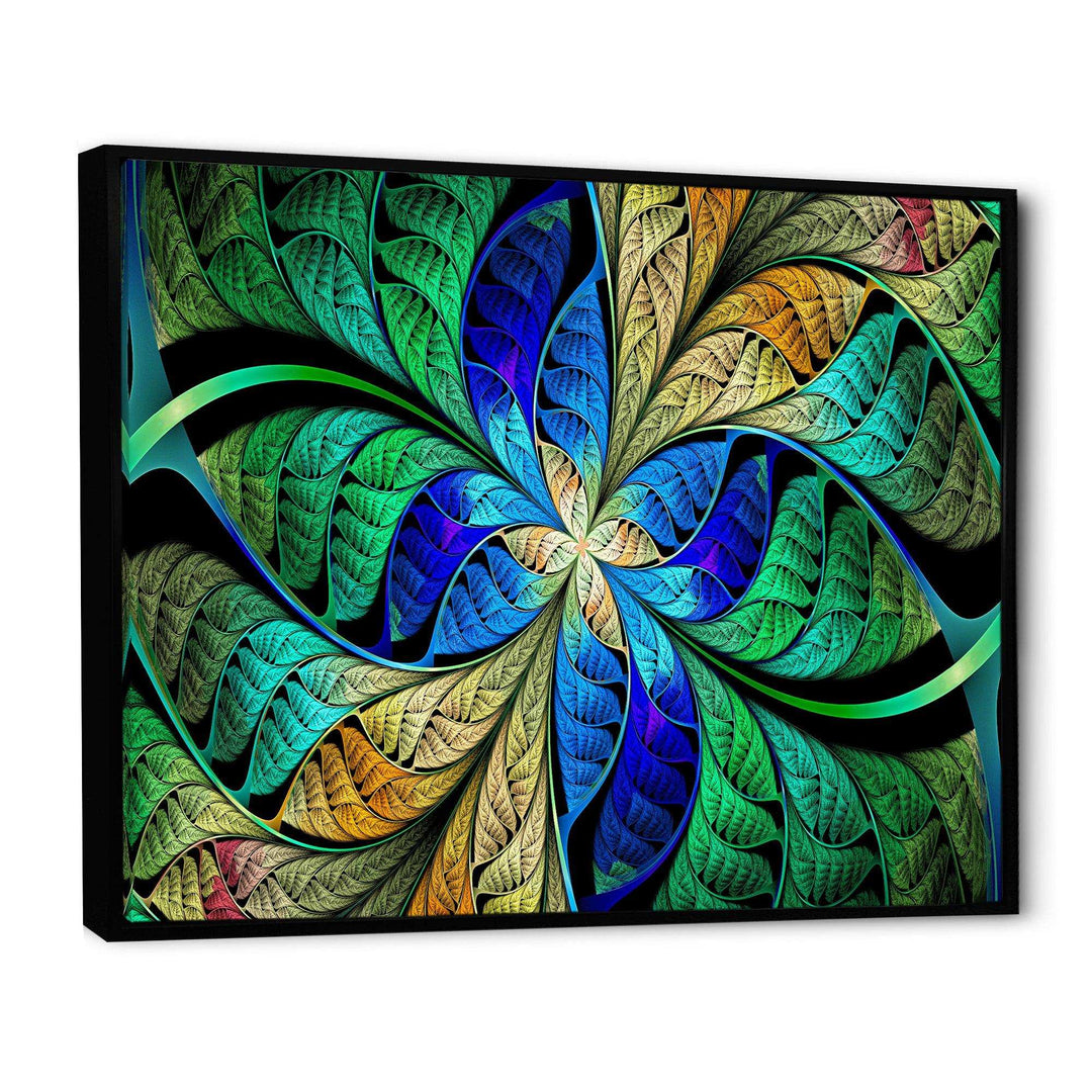Blue Green Fractal Flower Petals - Modern Living Room Wall Decor