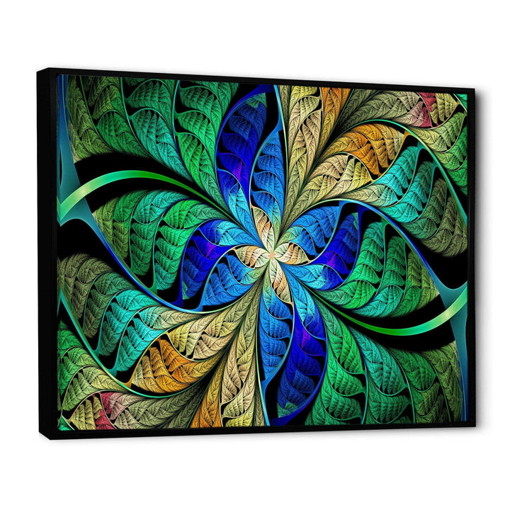 Blue Green Fractal Flower Petals - Modern Living Room Wall Decor