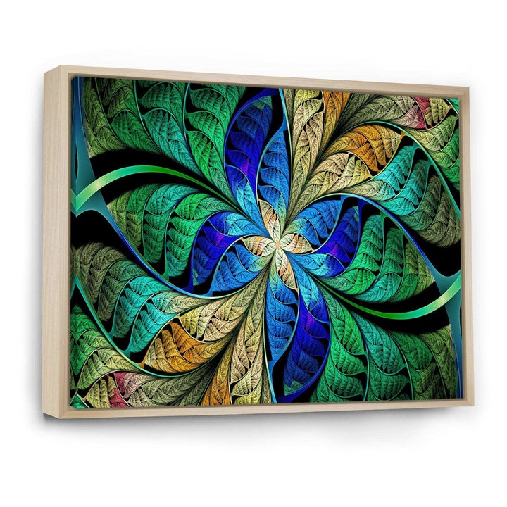 Blue Green Fractal Flower Petals - Modern Living Room Wall Decor