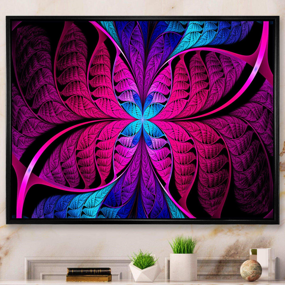 Bright Pink Fractal Stained Glass - Modern Wall Art Prints