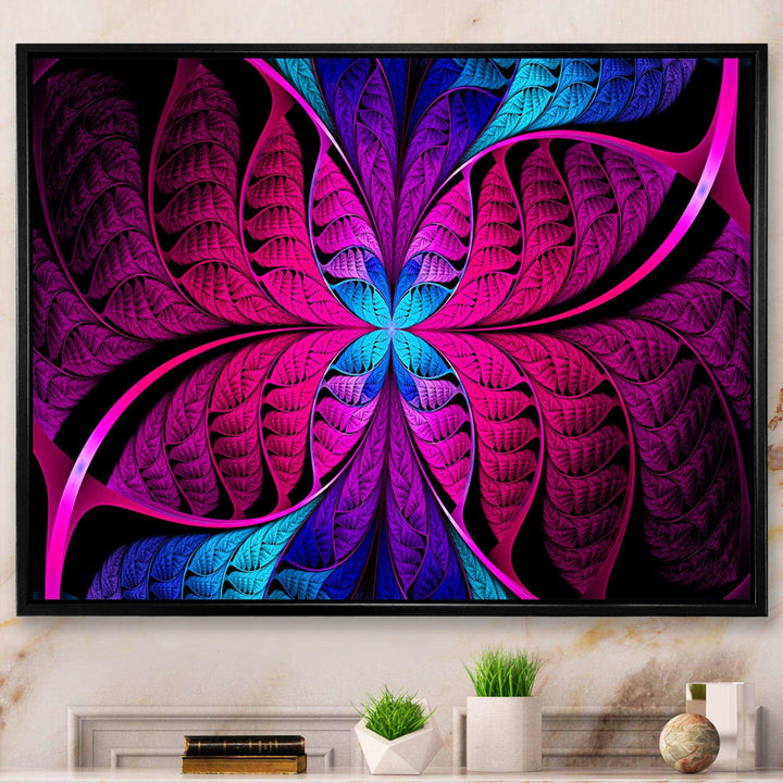 Bright Pink Fractal Stained Glass - Modern Wall Art Prints