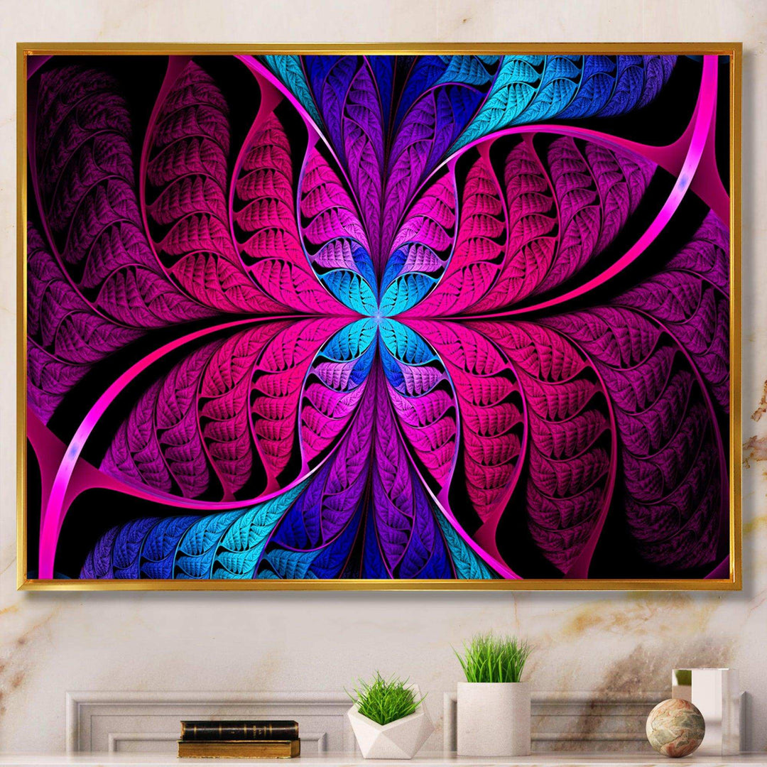 Bright Pink Fractal Stained Glass - Modern Wall Art Prints