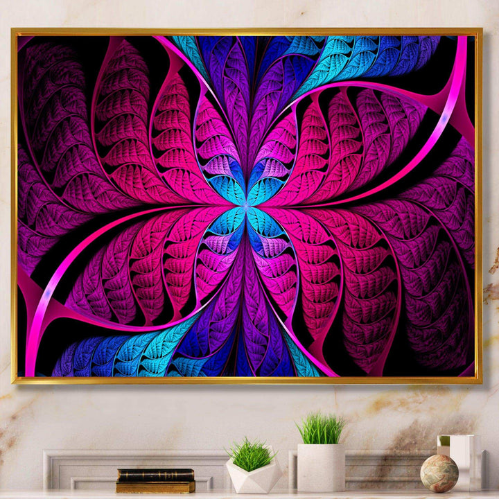 Bright Pink Fractal Stained Glass - Modern Wall Art Prints
