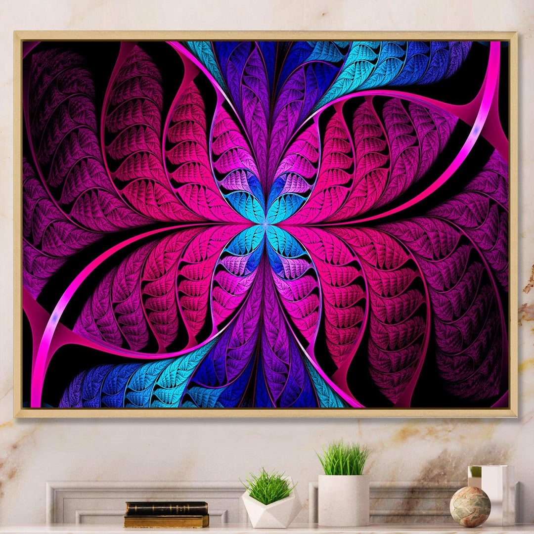 Bright Pink Fractal Stained Glass - Modern Wall Art Prints