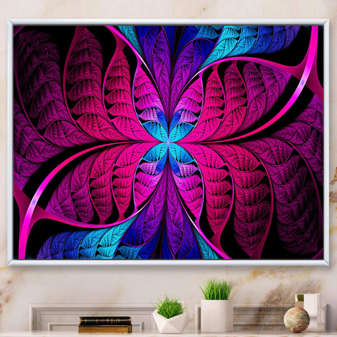 Bright Pink Fractal Stained Glass - Modern Wall Art Prints