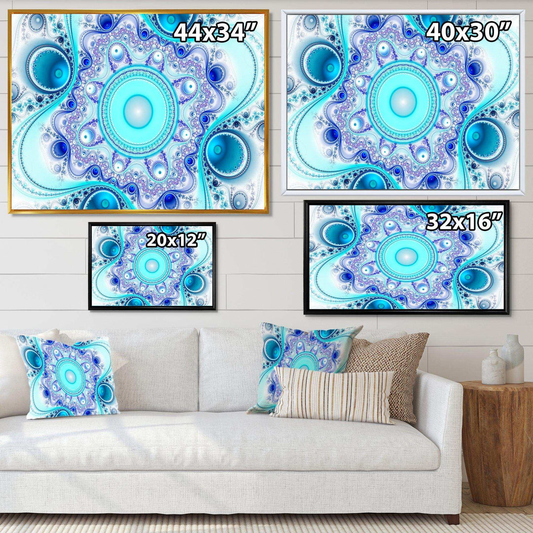 Turquoise Wavy Curves and Circles - Modern Living Room Wall Decor