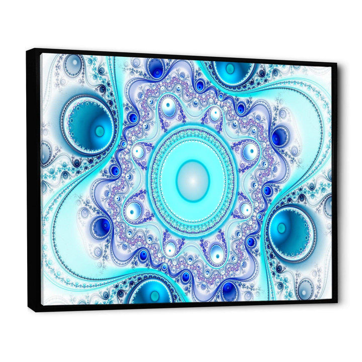 Turquoise Wavy Curves and Circles - Modern Living Room Wall Decor