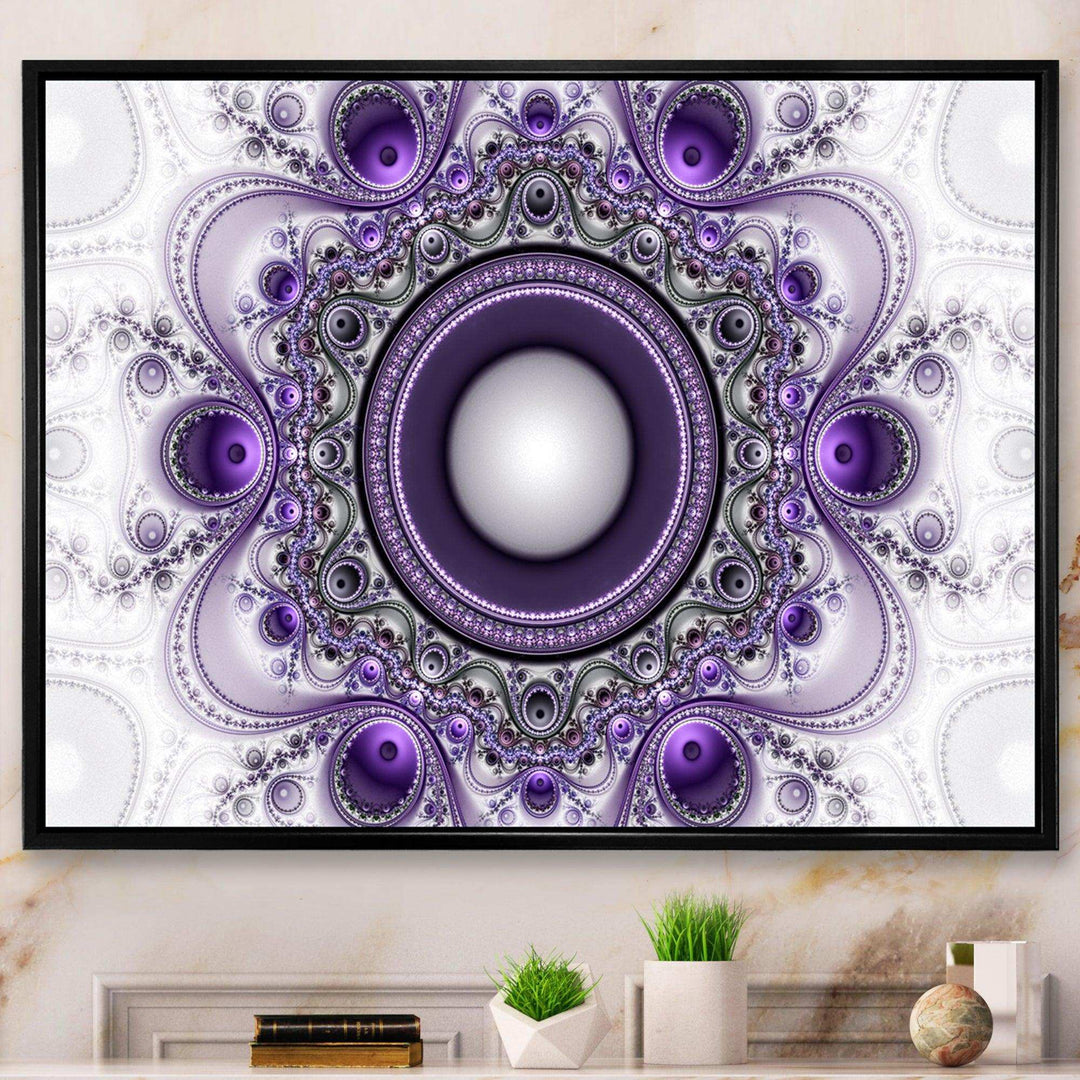 Purple Fractal Pattern with Circles - Modern Wall Art Prints