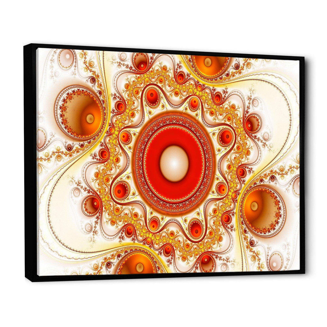 Orange Fractal Pattern with Circles - Modern Bedroom Wall Art