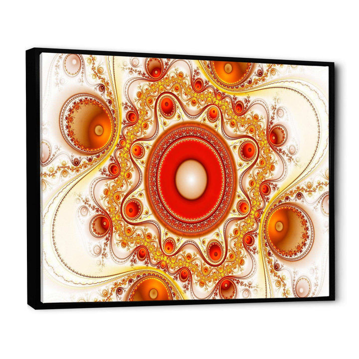 Orange Fractal Pattern with Circles - Modern Bedroom Wall Art