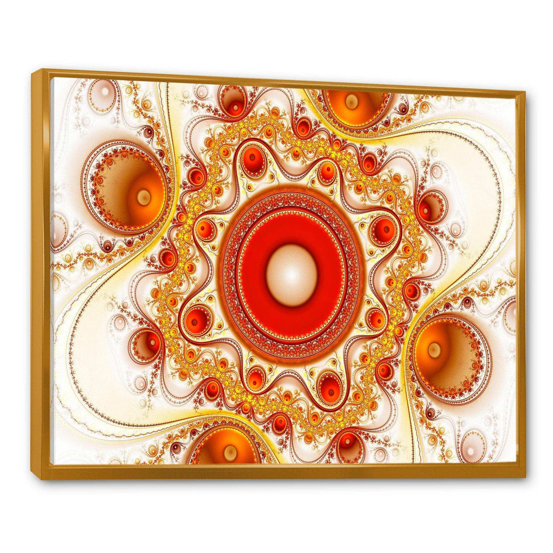Orange Fractal Pattern with Circles - Modern Bedroom Wall Art