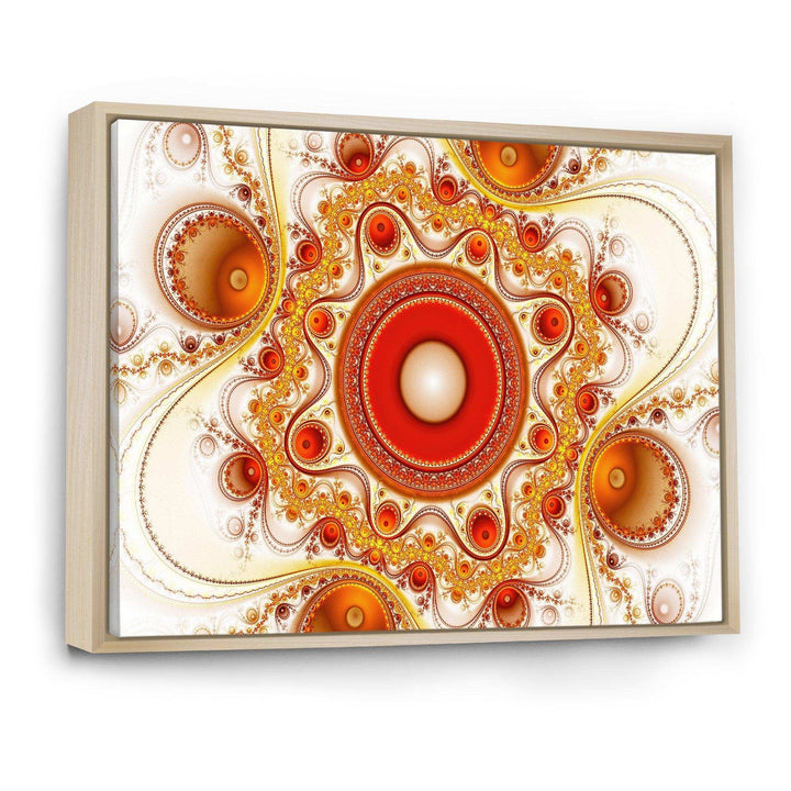 Orange Fractal Pattern with Circles - Modern Bedroom Wall Art