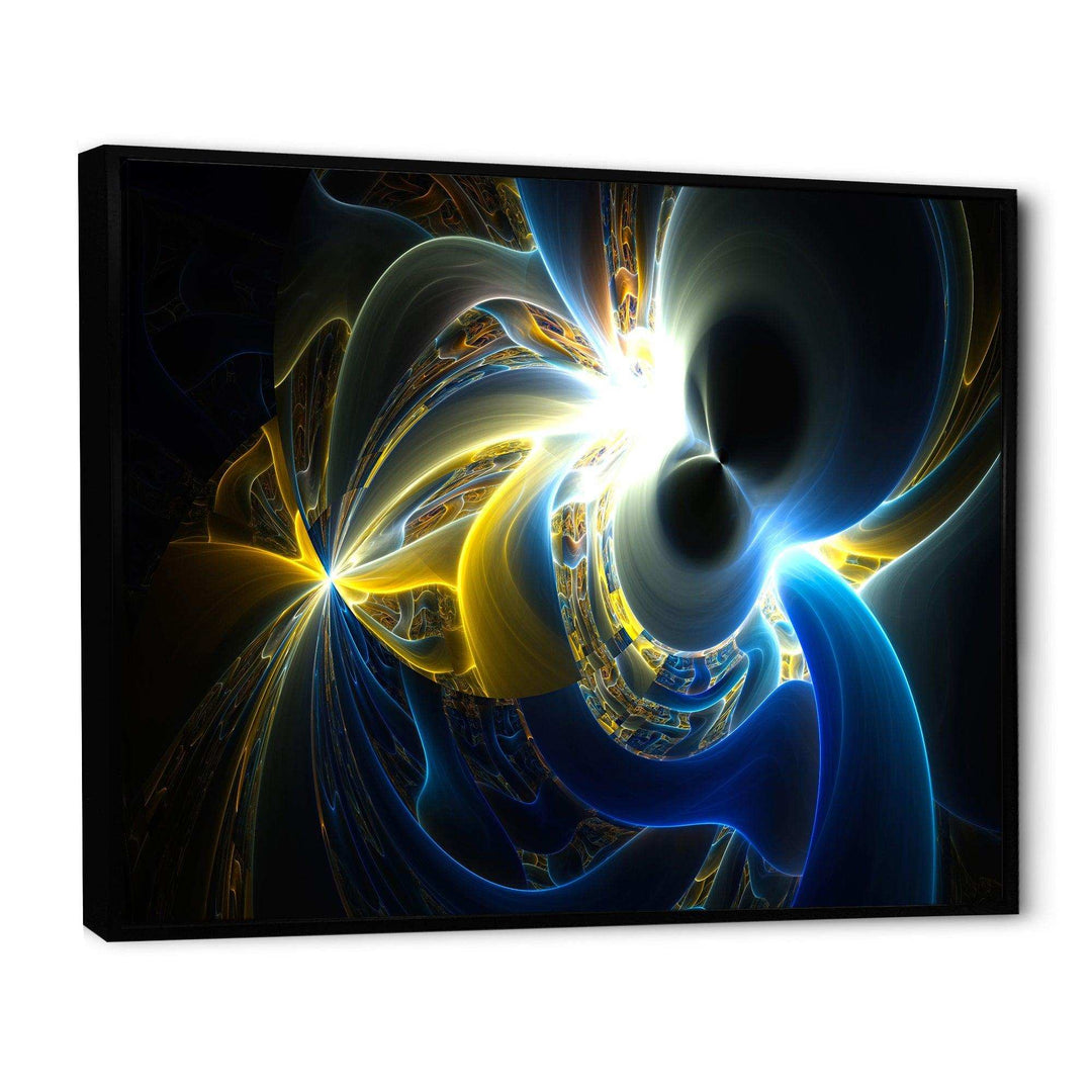 Glowing Blue Yellow Plasma - Modern Bedroom Wall Art