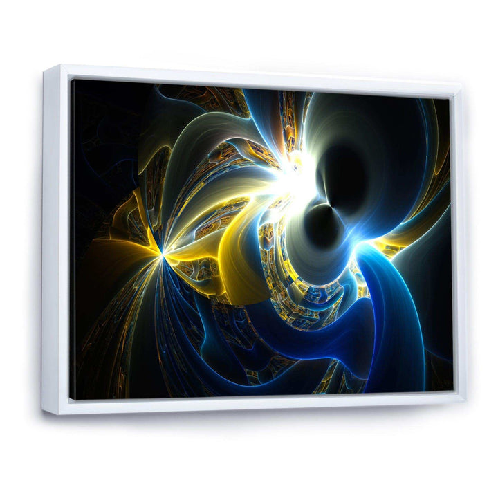 Glowing Blue Yellow Plasma - Modern Bedroom Wall Art