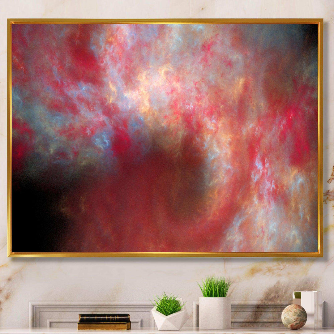 Red Starry Fractal Sky - Modern Canvas Wall Art