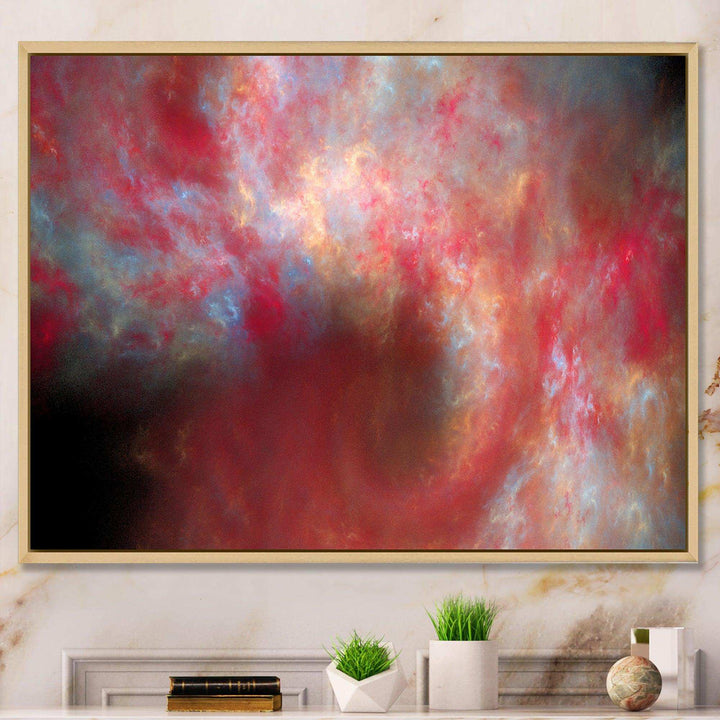 Red Starry Fractal Sky - Modern Canvas Wall Art