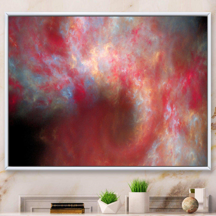 Red Starry Fractal Sky - Modern Canvas Wall Art