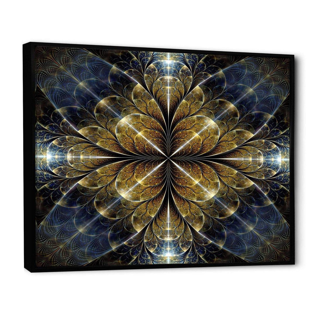 Digital Gold Fractal Flower Pattern - Modern Canvas Wall Art