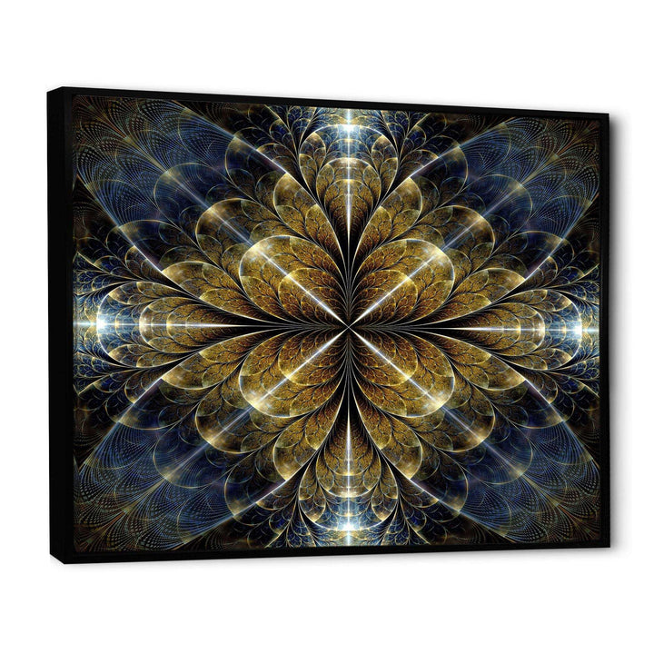 Digital Gold Fractal Flower Pattern - Modern Canvas Wall Art