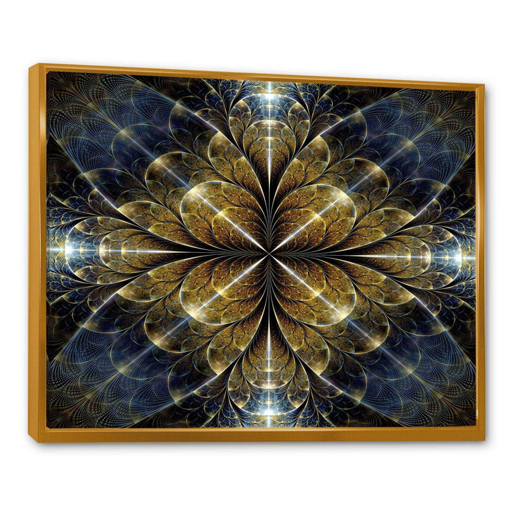 Digital Gold Fractal Flower Pattern - Modern Canvas Wall Art