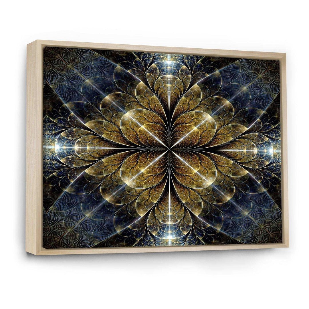 Digital Gold Fractal Flower Pattern - Modern Canvas Wall Art