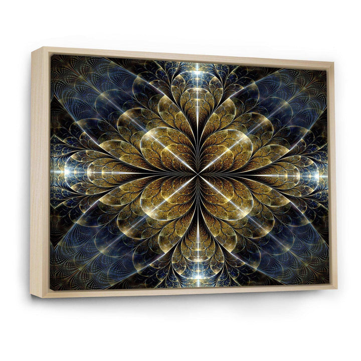 Digital Gold Fractal Flower Pattern - Modern Canvas Wall Art