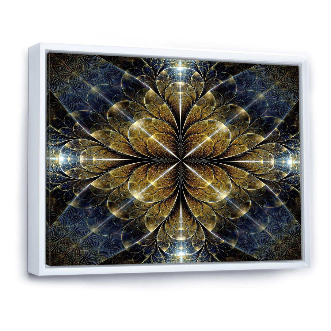 Digital Gold Fractal Flower Pattern - Modern Canvas Wall Art