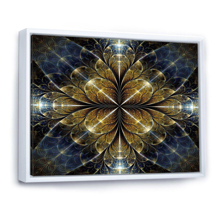 Digital Gold Fractal Flower Pattern - Modern Canvas Wall Art