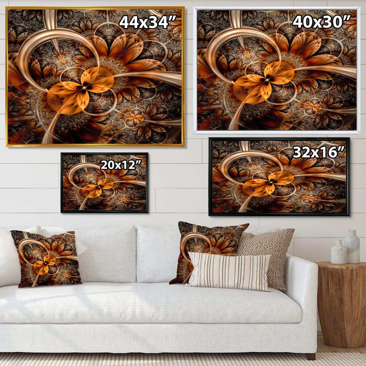 Dark Orange Fractal Flower - Modern Canvas Wall Art