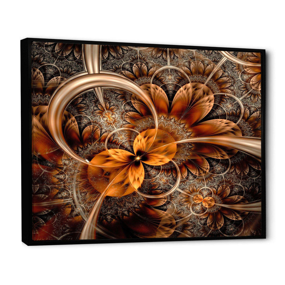 Dark Orange Fractal Flower - Modern Canvas Wall Art