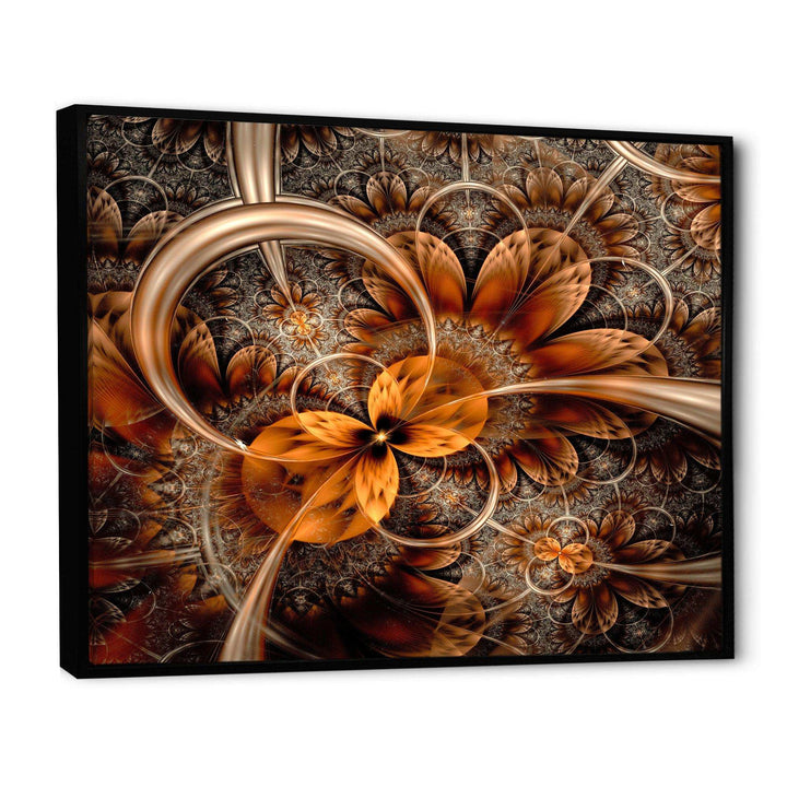 Dark Orange Fractal Flower - Modern Canvas Wall Art