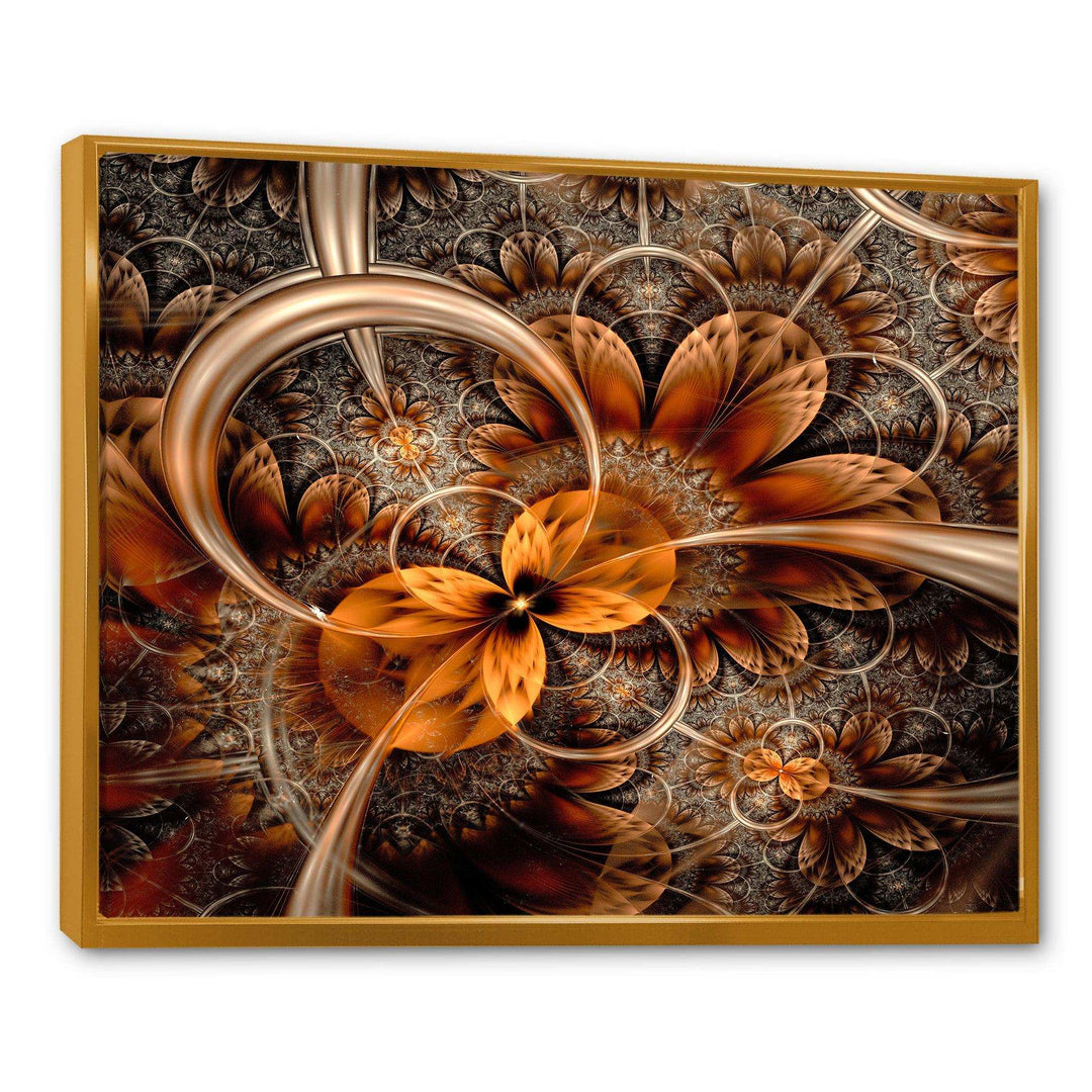 Dark Orange Fractal Flower - Modern Canvas Wall Art