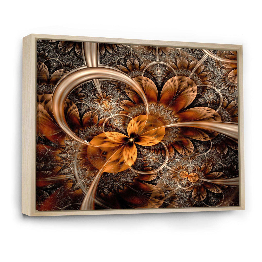 Dark Orange Fractal Flower - Modern Canvas Wall Art